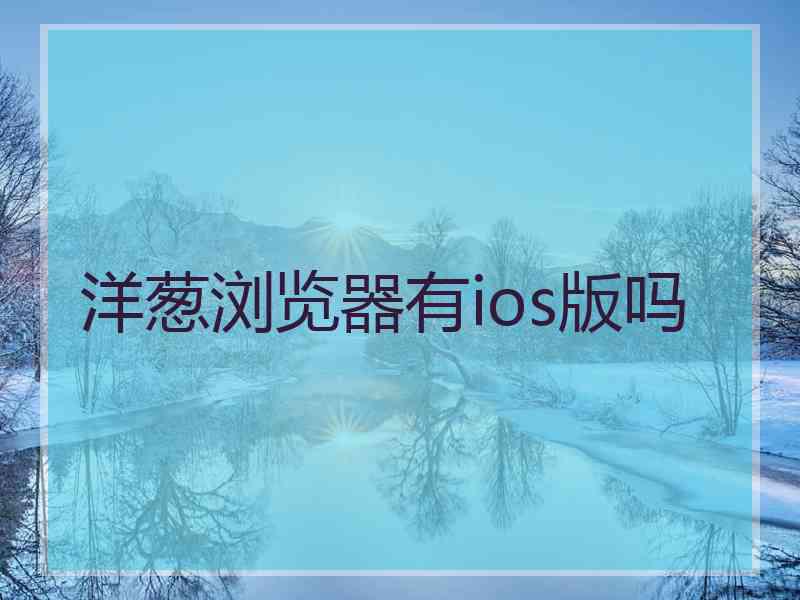 洋葱浏览器有ios版吗